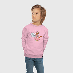Свитшот хлопковый детский Тигрица с цветком, цвет: светло-розовый — фото 2