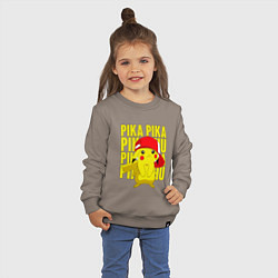 Свитшот хлопковый детский ПИКАЧУ В КЕПКЕ ПОКЕМОНЫ, цвет: утренний латте — фото 2