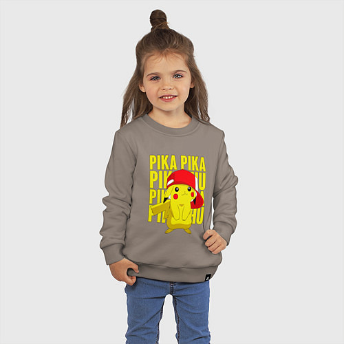 Детский свитшот ПИКАЧУ В КЕПКЕ ПОКЕМОНЫ / Утренний латте – фото 3