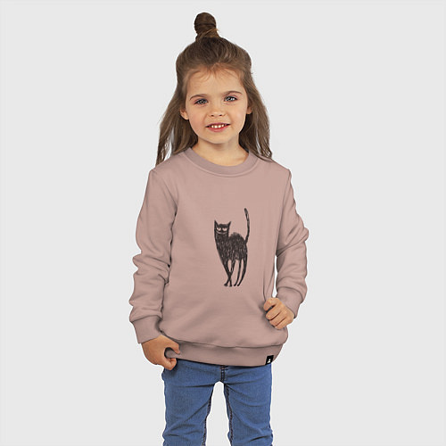 Детский свитшот Рисованная кошка / Пыльно-розовый – фото 3
