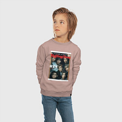 Свитшот хлопковый детский BTS БТС на обложке журнала, цвет: пыльно-розовый — фото 2