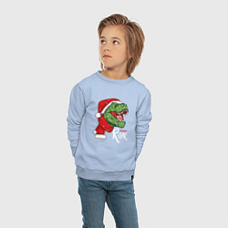 Свитшот хлопковый детский T-rex Merry Roar, цвет: мягкое небо — фото 2