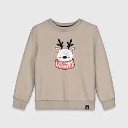Свитшот хлопковый детский Pinguin Be jolly, цвет: миндальный