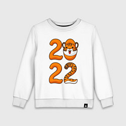 Свитшот хлопковый детский Тигр 2022, цвет: белый
