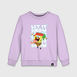 Свитшот хлопковый детский LET IT SNOW ГУБКА БОБ, цвет: лаванда