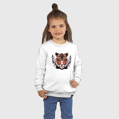Детский свитшот Рыжий тигр в траве / Белый – фото 3