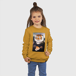 Свитшот хлопковый детский Тигр - Мона Лиза, цвет: горчичный — фото 2