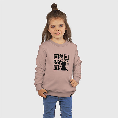 Детский свитшот CAT QR CODE / Пыльно-розовый – фото 3