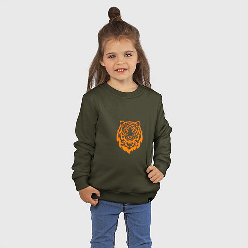 Детский свитшот Символ года тигренок оранжевый / Хаки – фото 3