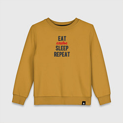 Свитшот хлопковый детский Eat оливье Sleep Repeat, цвет: горчичный