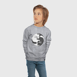 Свитшот хлопковый детский Коты инь янь 01, цвет: меланж — фото 2