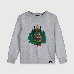 Свитшот хлопковый детский Елочный ленивец, цвет: меланж