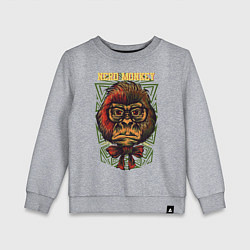 Свитшот хлопковый детский Обезьяна ботан, цвет: меланж