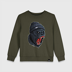 Свитшот хлопковый детский Scream gorilla, цвет: хаки