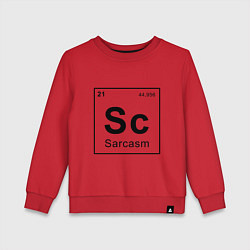 Свитшот хлопковый детский САРКАЗМ - SARCASM, Sc Таблица Менделеева, цвет: красный