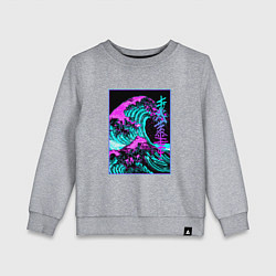 Свитшот хлопковый детский НЕОНОВАЯ ВОЛНА, ЯПОНИЯ, ФУДЗИЯМА JAPAN NEON, цвет: меланж