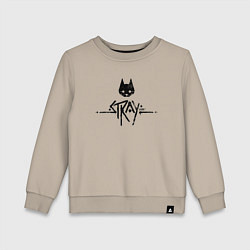 Свитшот хлопковый детский Stray: Black Logo, цвет: миндальный