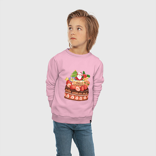 Детский свитшот Санта кейк / Светло-розовый – фото 4