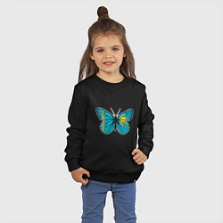 Свитшот хлопковый детский Бабочка - Казахстан, цвет: черный — фото 2