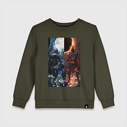 Свитшот хлопковый детский Dark Souls x Bloodborne Дарк Соулс, цвет: хаки