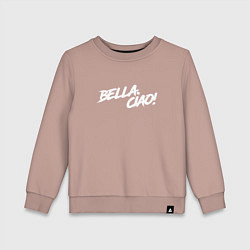 Свитшот хлопковый детский БУМАЖНЫЙ ДОМ, BELLA CIAO!, цвет: пыльно-розовый