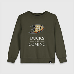 Свитшот хлопковый детский Ducks Are Coming, Анахайм Дакс, Anaheim Ducks, цвет: хаки
