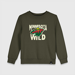 Свитшот хлопковый детский Миннесота Уайлд, Minnesota Wild, цвет: хаки