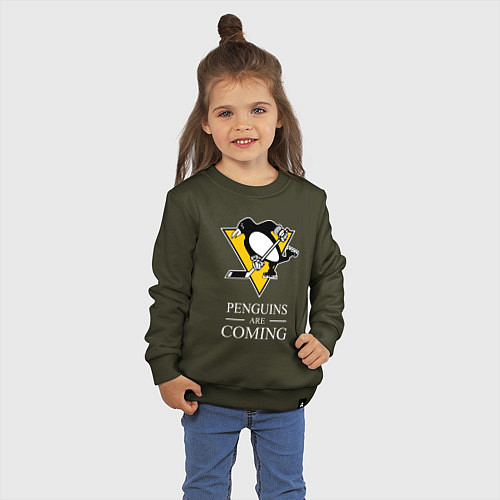 Детский свитшот Penguins are coming, Pittsburgh Penguins, Питтсбур / Хаки – фото 3