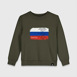 Свитшот хлопковый детский Для дизайнера Флаг России Color codes, цвет: хаки
