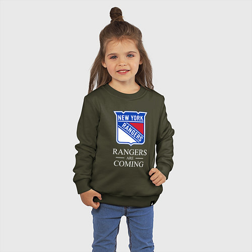 Детский свитшот Rangers are coming, Нью Йорк Рейнджерс, New York R / Хаки – фото 3