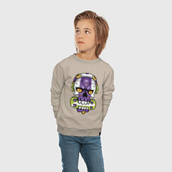 Свитшот хлопковый детский Cool art skull, цвет: миндальный — фото 2