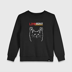 Свитшот хлопковый детский Limp Bizkit рок кот, цвет: черный