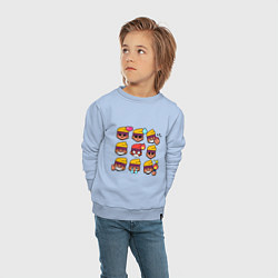 Свитшот хлопковый детский Значки на Амбер Пины Бравл Старс, цвет: мягкое небо — фото 2