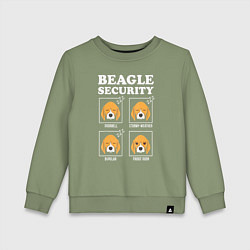Свитшот хлопковый детский Бигль - Охрана, цвет: авокадо