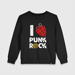 Свитшот хлопковый детский I LOVE PUNK ROCK, цвет: черный