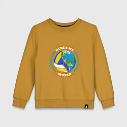 Свитшот хлопковый детский World - Volleyball, цвет: горчичный