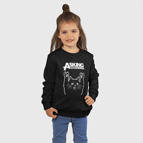 Детский свитшот Asking Alexandria Рок кот / Черный – фото 3