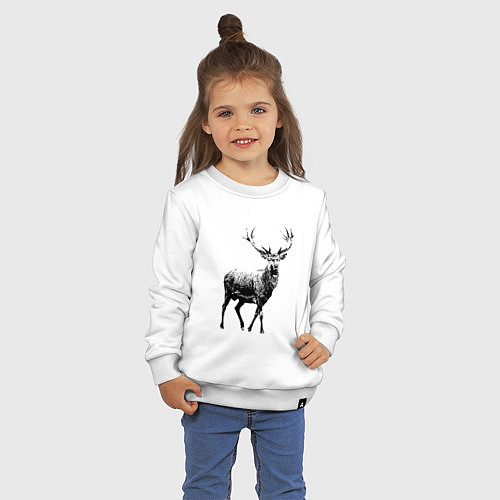 Детский свитшот Черный олень Black Deer / Белый – фото 3