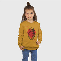 Свитшот хлопковый детский Черви огромное сердце, цвет: горчичный — фото 2