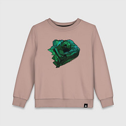 Свитшот хлопковый детский Хамелеон в стиле Low Poly, цвет: пыльно-розовый