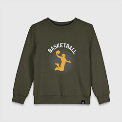 Свитшот хлопковый детский Basketball Dunk, цвет: хаки