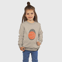 Свитшот хлопковый детский Баскетбол - Отпечаток, цвет: миндальный — фото 2