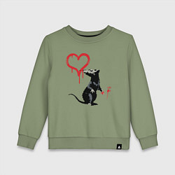 Свитшот хлопковый детский BANKSY БЭНКСИ крыса и сердце, цвет: авокадо