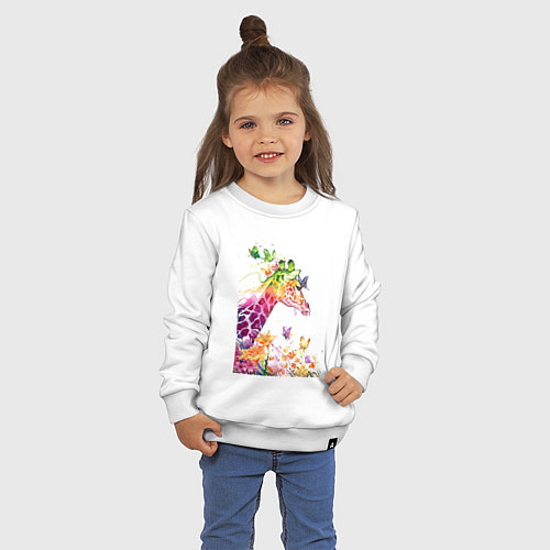 Детский свитшот Жираф и бабочки / Белый – фото 3