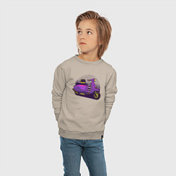 Свитшот хлопковый детский Фиолетовый мопед, цвет: миндальный — фото 2