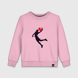 Свитшот хлопковый детский Сердце Баскетболиста, цвет: светло-розовый