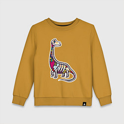 Свитшот хлопковый детский Разноцветный скелет динозавра, цвет: горчичный