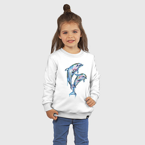 Детский свитшот Dolphins Watercolour / Белый – фото 3