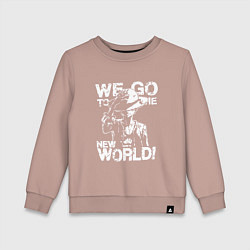Свитшот хлопковый детский WE GO TO THE NEW WORLD ВАНПИС, цвет: пыльно-розовый