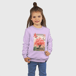 Свитшот хлопковый детский Цветущая Сакура Япония, цвет: лаванда — фото 2